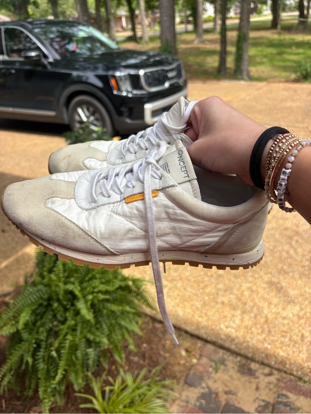 ONCEPT White and Cream Women’s Retro Runner Sneakers